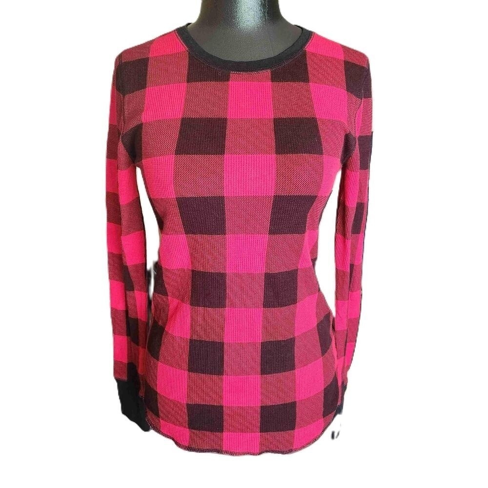 Old Navy Red Plaid Waffle Knit Shirt Medium